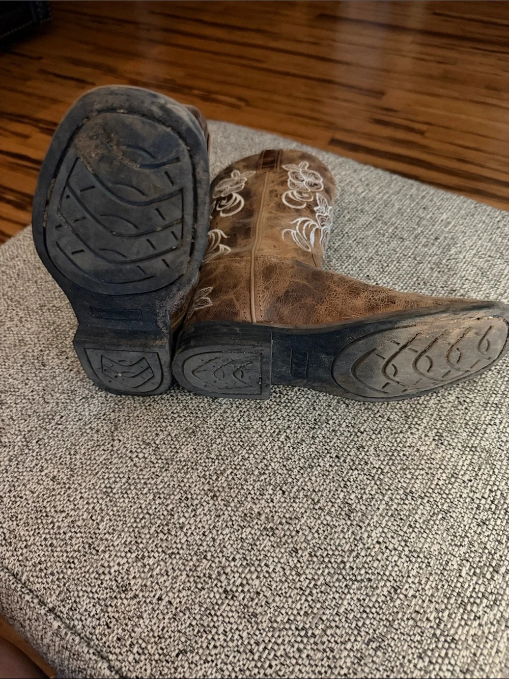 Shyanne Brown Tan Floral Embroidered Kids Cowboy Boots